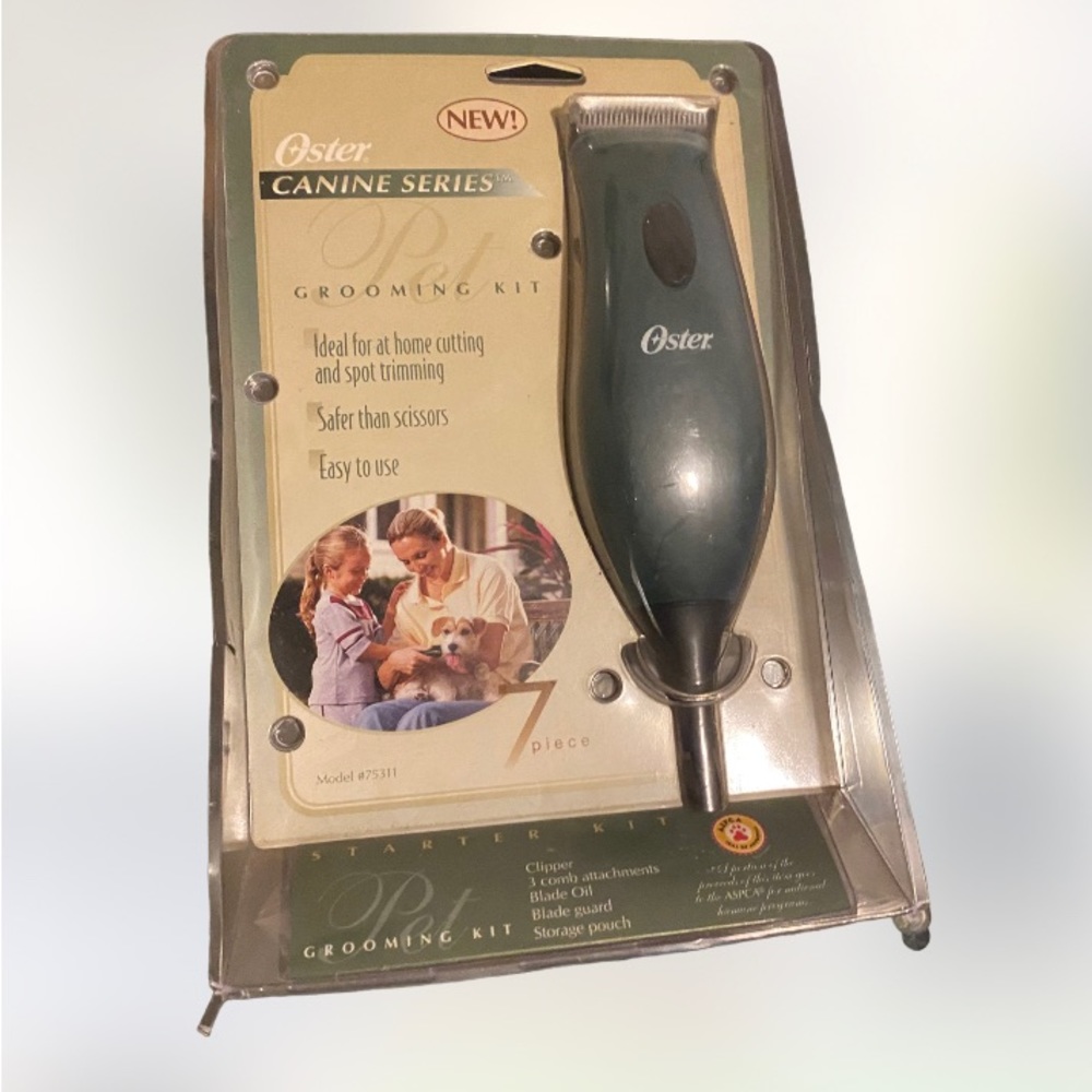 Vintage 2000 sunbeam oyster canine series NOS dog clipper 7 piece grooming kit